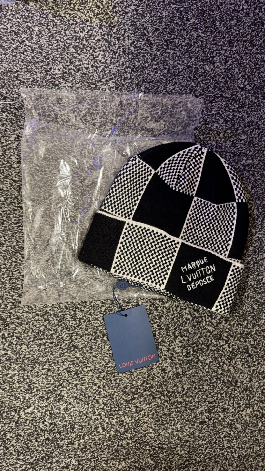 Grey And Black LV Beanie